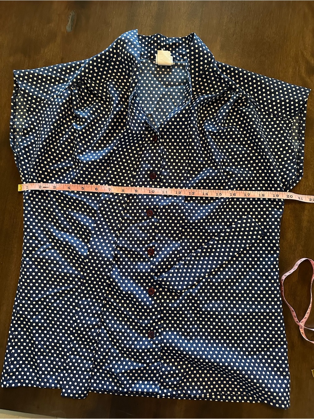 Vintage 70’s JCPenney Fashions Polka Dot Tie-Neck Blouse - Vintage Size 14 - Picture 7 of 8